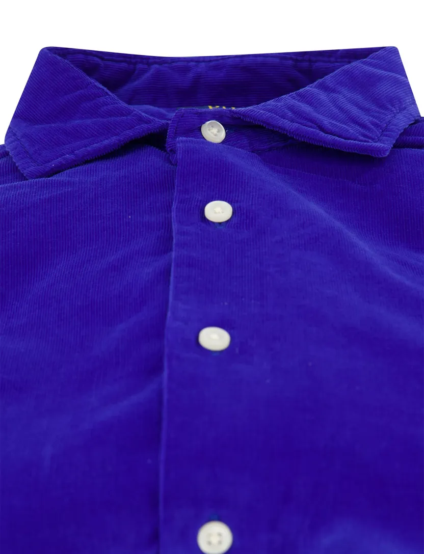 Overhemd Polo Ralph Lauren Custom Fit kobaltblauw corduroy casual