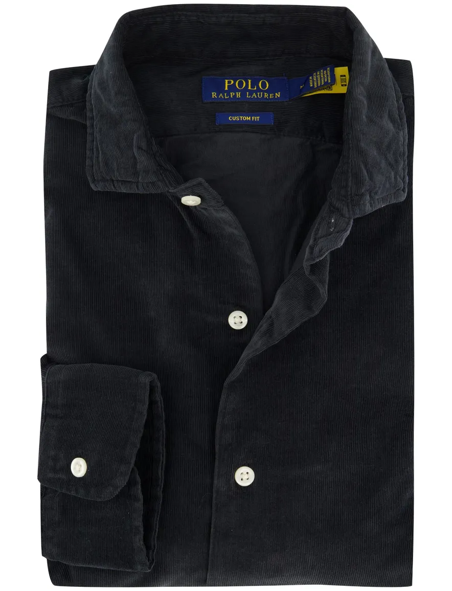 Polo Ralph Lauren overhemd corduroy zwart wide collar