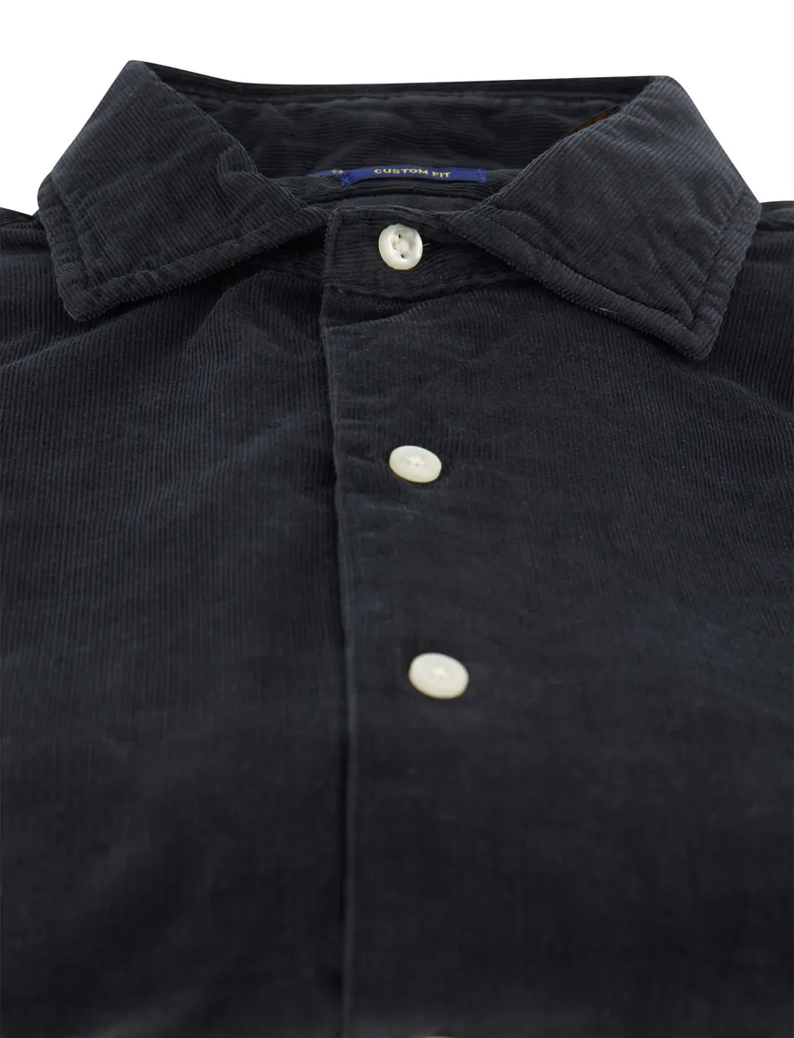 Polo Ralph Lauren overhemd corduroy zwart wide collar