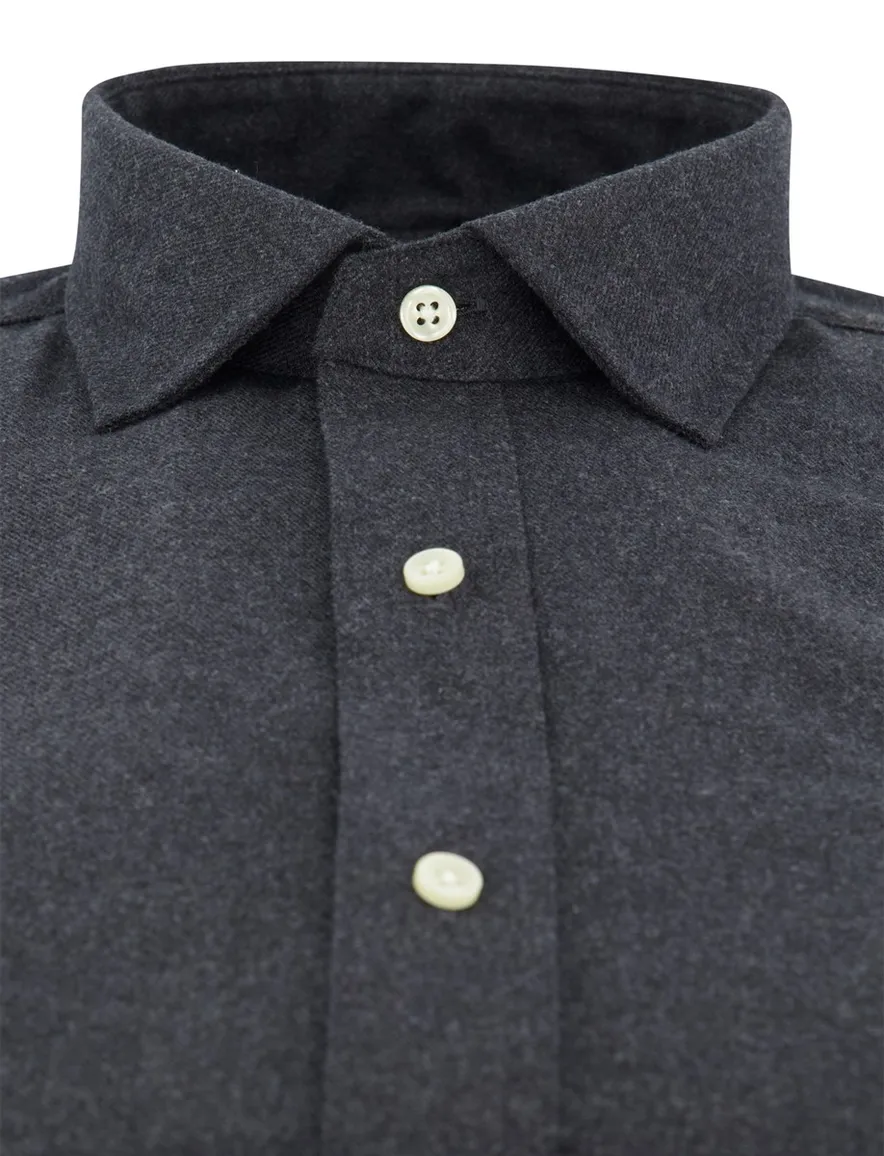 Polo Ralph Lauren overhemd ml 5 donkergrijs gemêleerd katoen