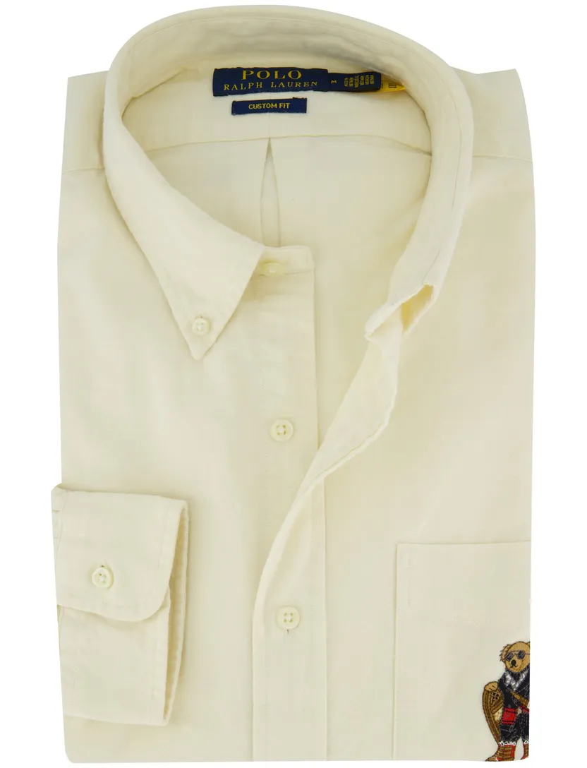 Polo Ralph Lauren custom fit overhemd creme bear