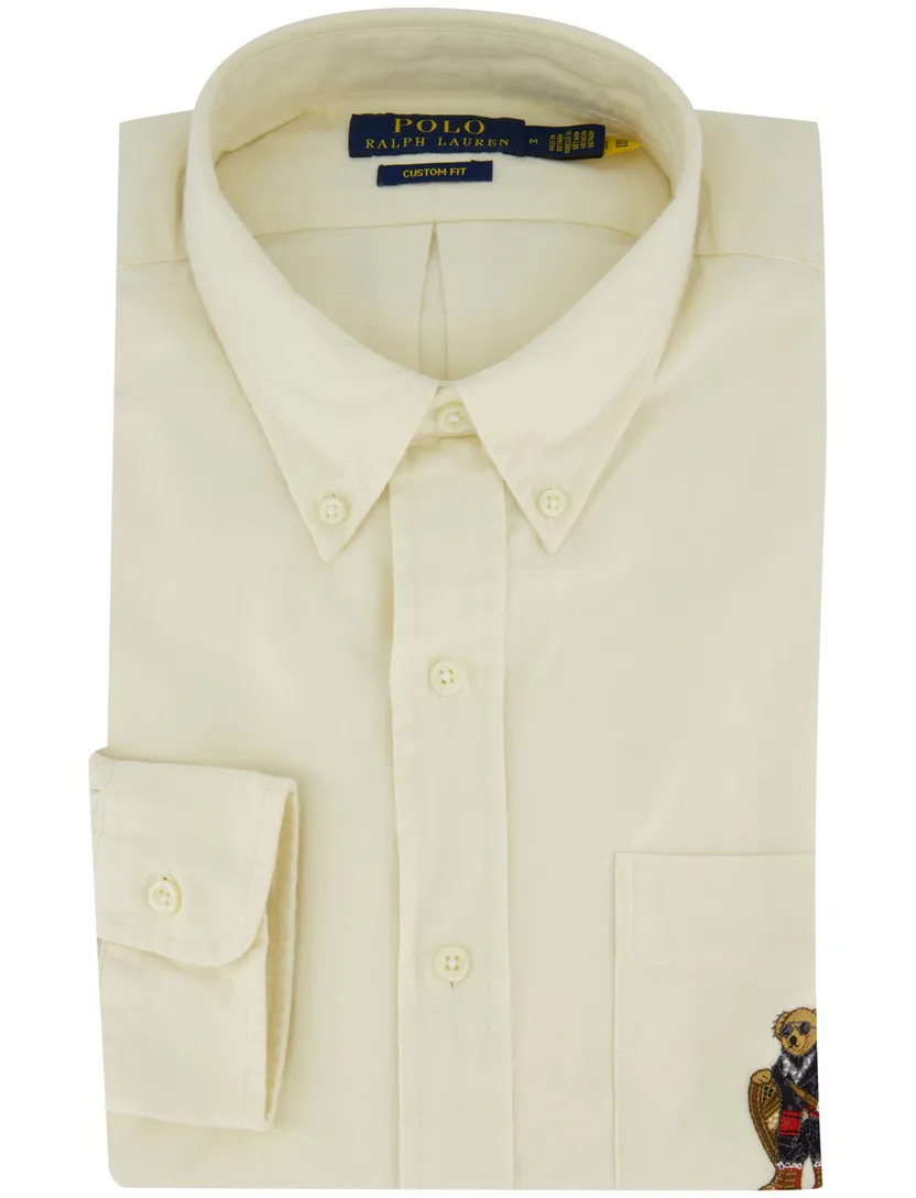 Polo Ralph Lauren custom fit overhemd creme bear