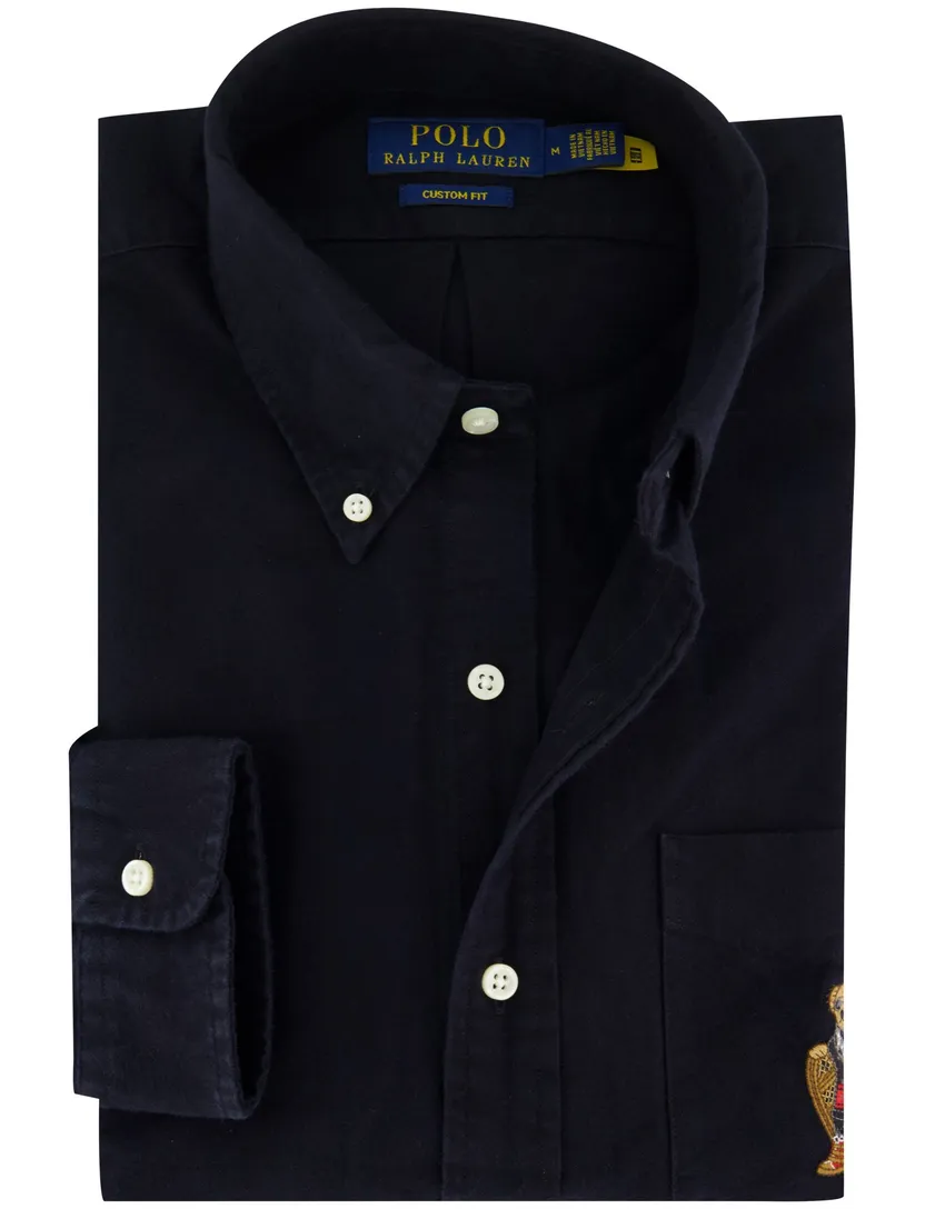 Polo Ralph Lauren custom fit casual overhemd bear zwart