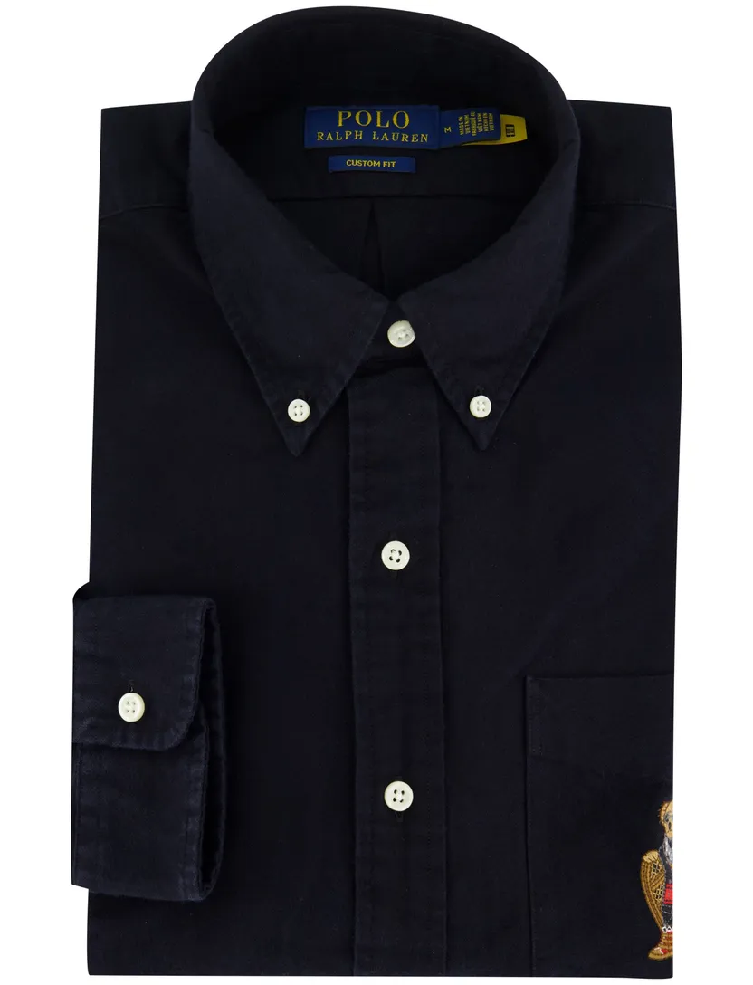 Polo Ralph Lauren custom fit casual overhemd bear zwart