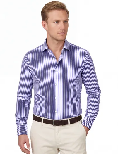 Polo Ralph Lauren casual overhemd Polo Ralph Lauren Custom Fit blauw wit
