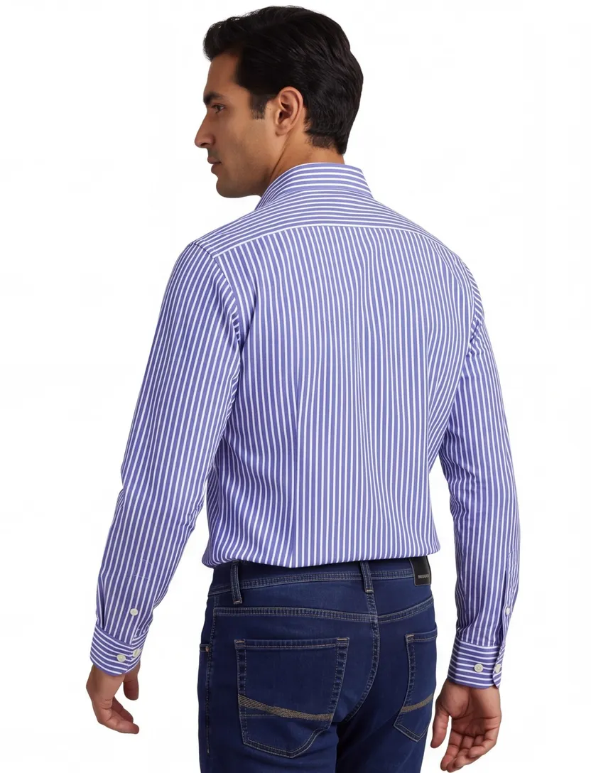 Polo Ralph Lauren overhemd wit blauw gestreept custom fit