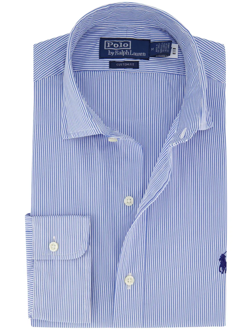 Polo Ralph Lauren overhemd blauw wit gestreept custom fit