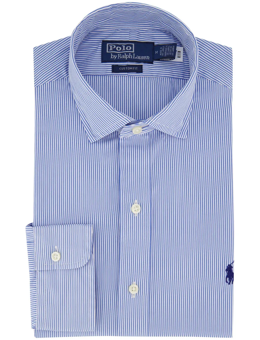 Polo Ralph Lauren overhemd blauw wit gestreept custom fit