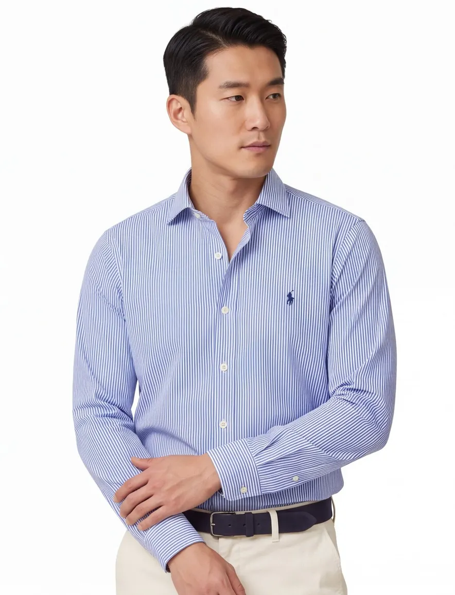 Polo Ralph Lauren overhemd blauw wit gestreept custom fit
