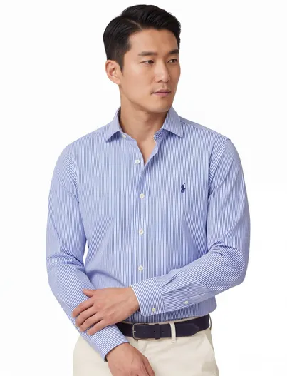 Polo Ralph Lauren Polo Ralph Lauren overhemd blauw wit gestreept semi-wide collar