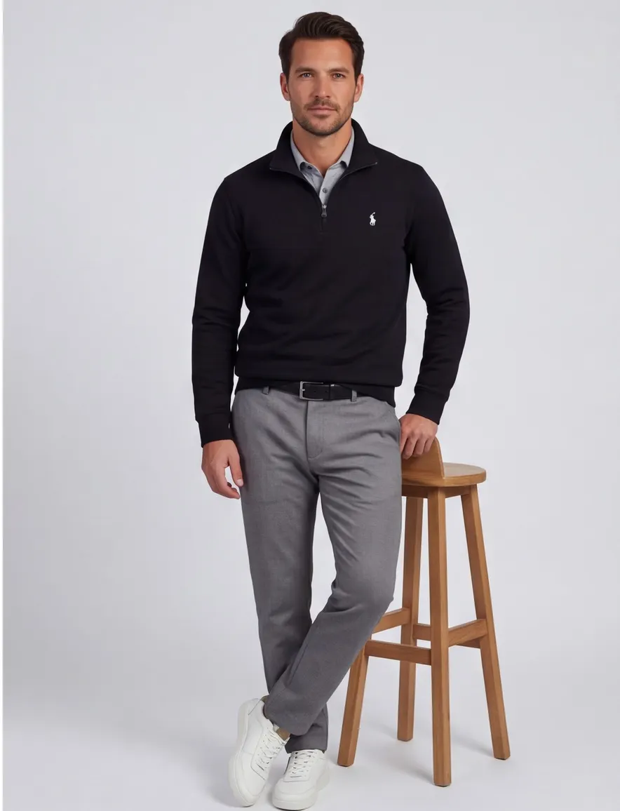 Polo Ralph Lauren Sweaters zwart half zip