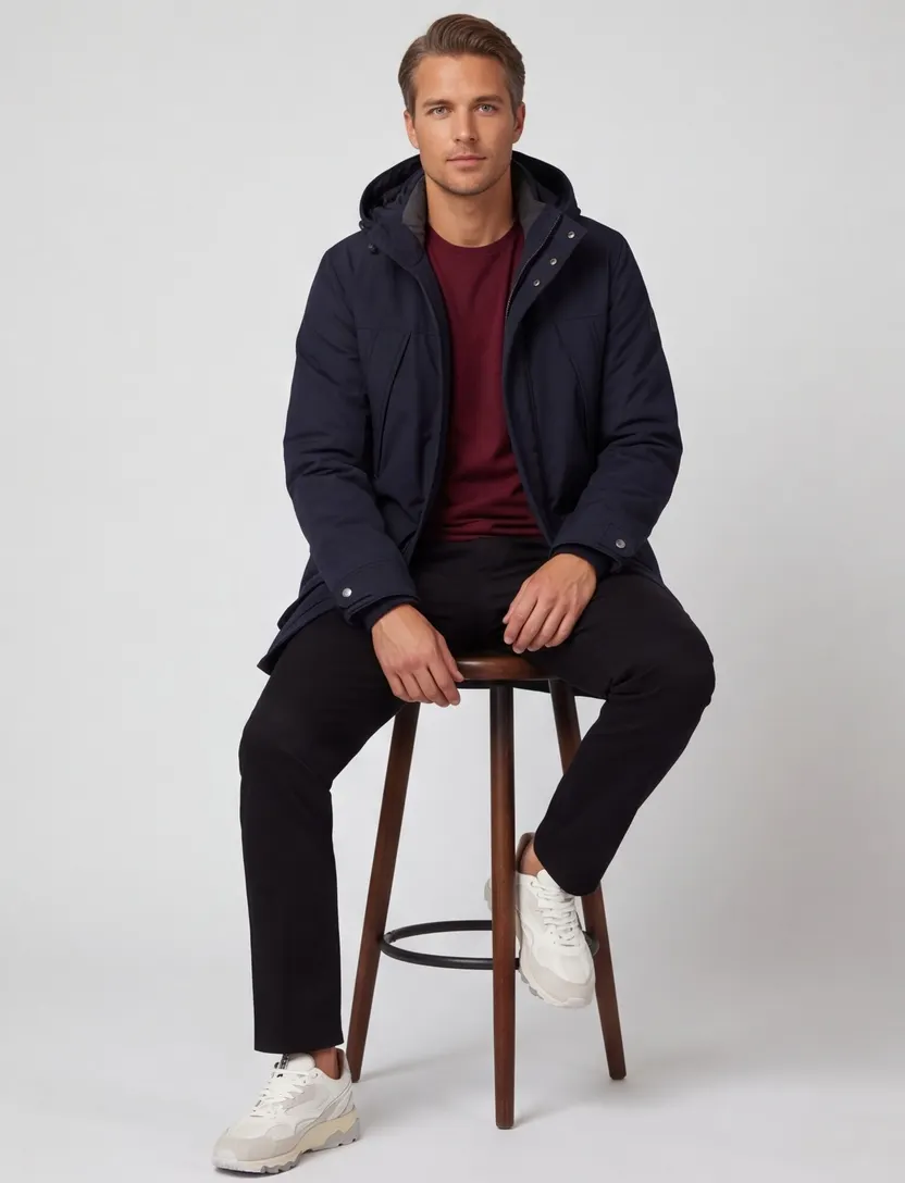 Ralph Lauren winterjas donkerblauw effen normale fit