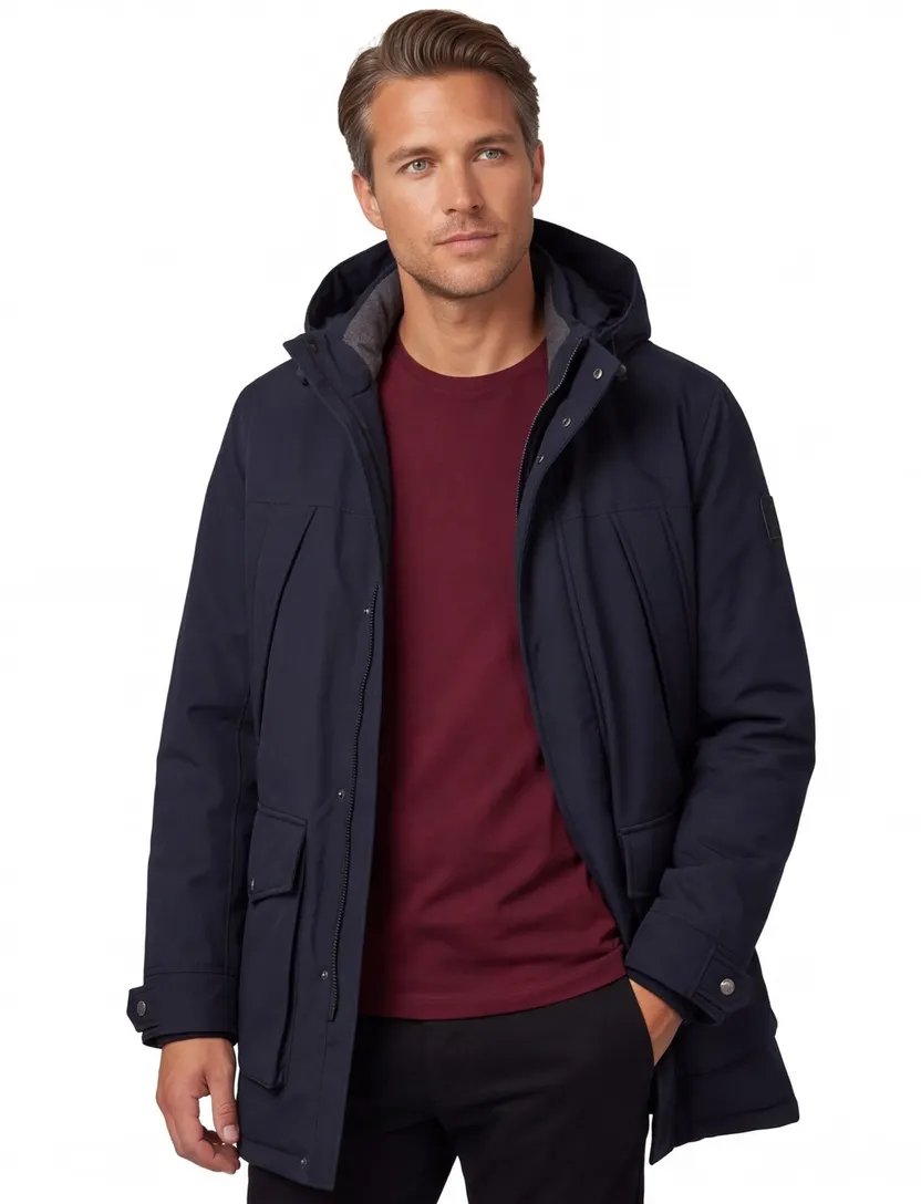 Ralph Lauren winterjas donkerblauw effen normale fit