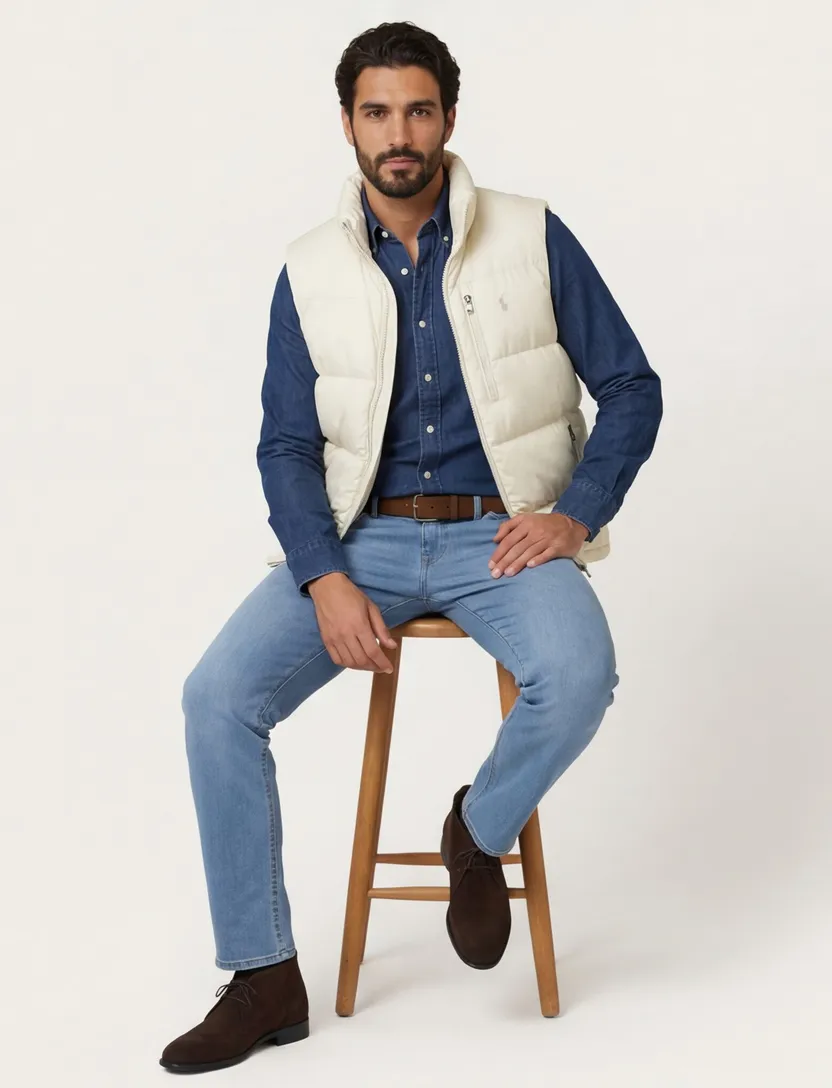 normale fit Polo Ralph Lauren bodywarmer creme polyester