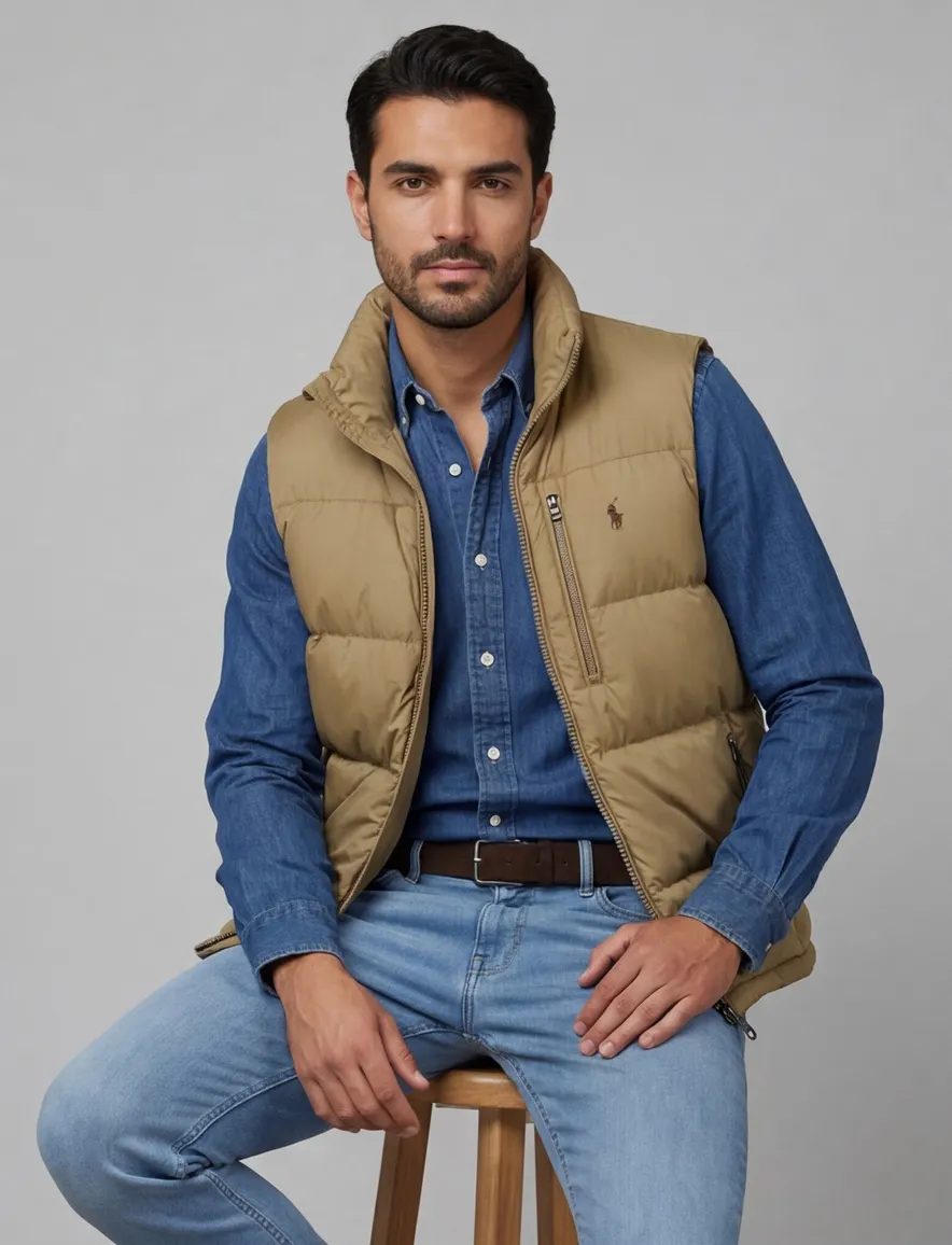 Polo Ralph Lauren bodywarmer waterafstotend effen camel