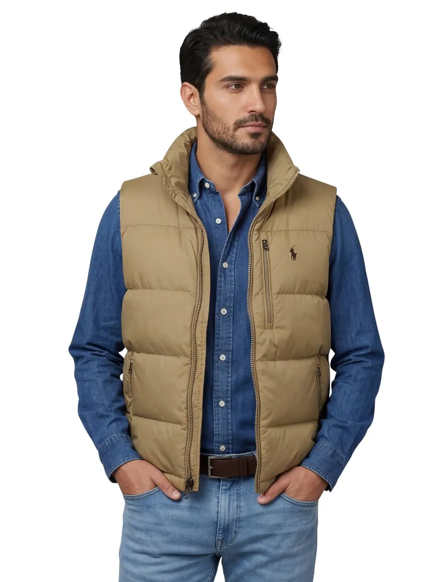 Polo Ralph Lauren bodywarmer waterafstotend effen camel