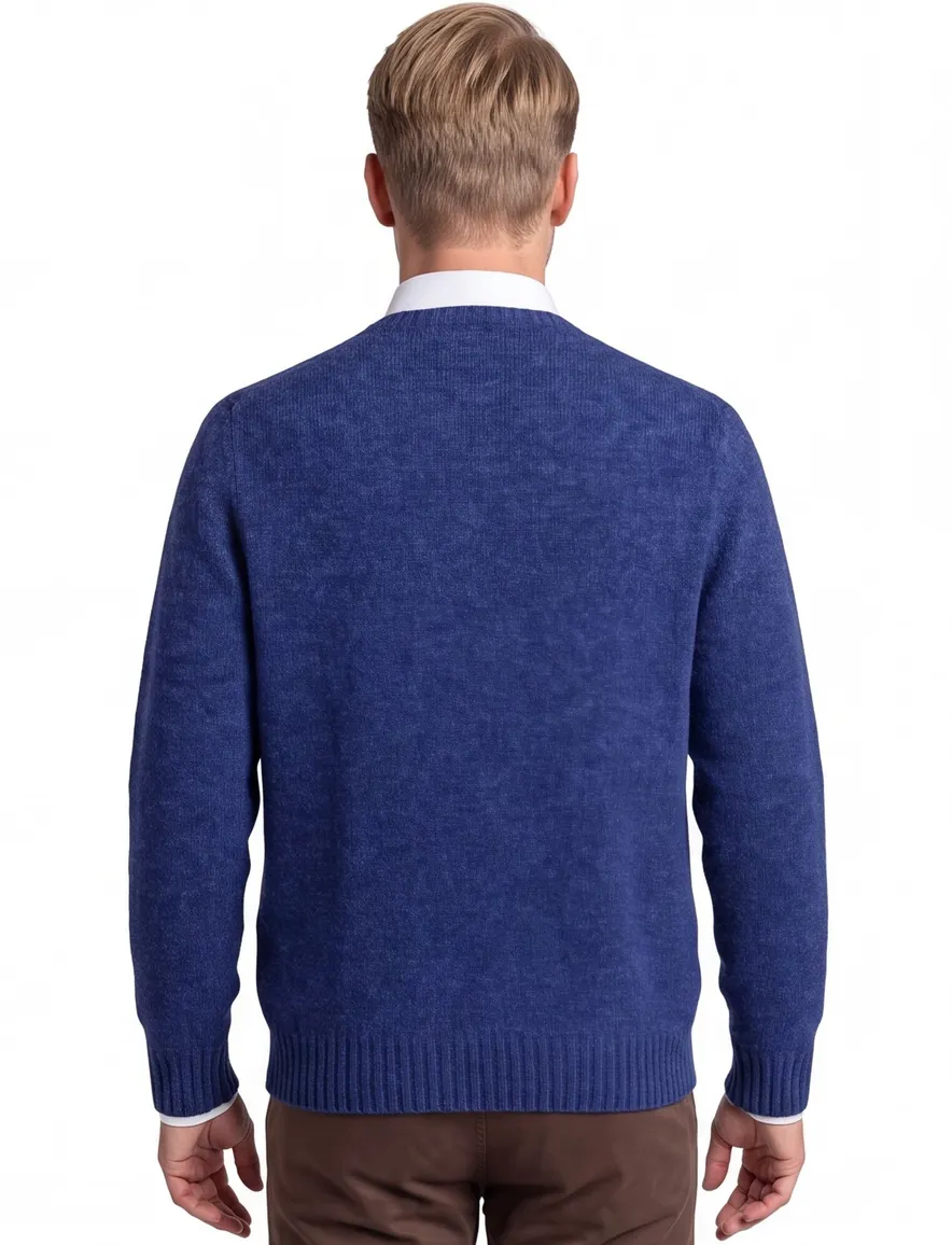 Polo Ralph Lauren Trui Donkerblauw gemeleerd wol met logo