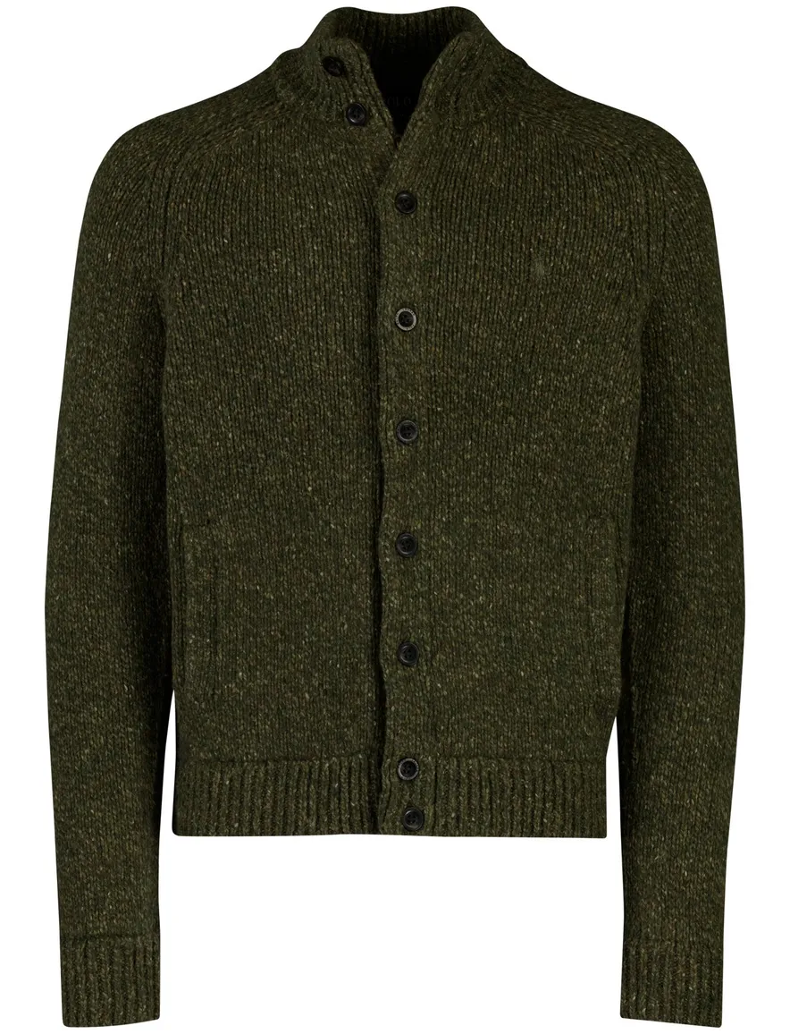 Polo Ralph Lauren Vest groen knopen gemeleerd wol