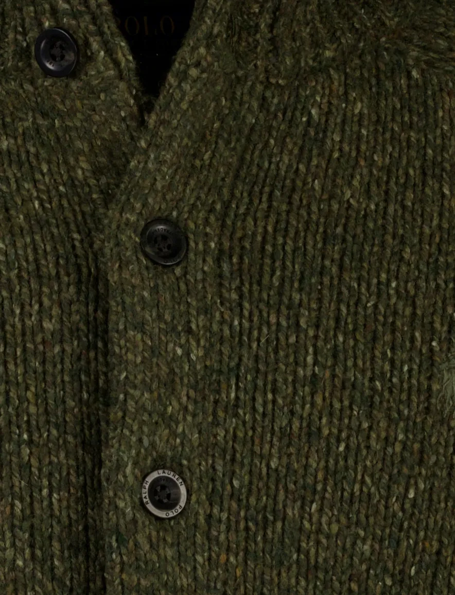 Polo Ralph Lauren Vest groen knopen gemeleerd wol