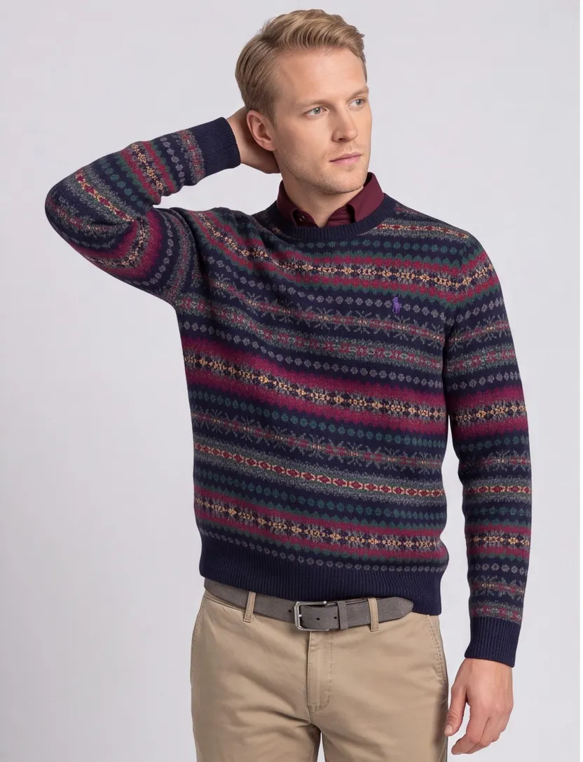 trui Polo Ralph Lauren rood navy geprint ronde hals