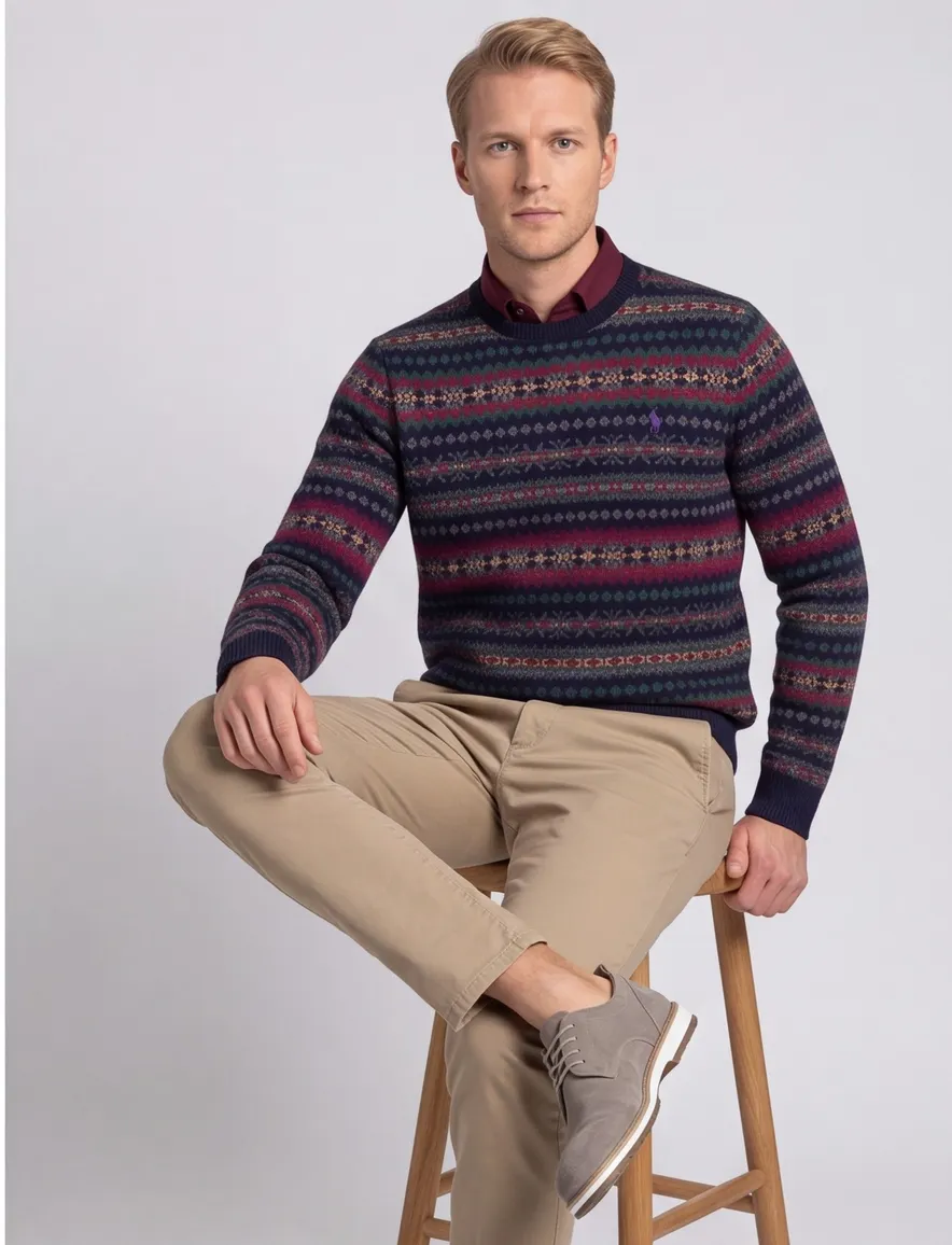 Polo Ralph Lauren trui rood navy geprint