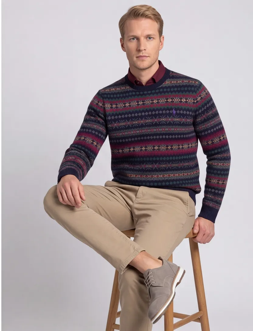 trui Polo Ralph Lauren rood navy geprint ronde hals