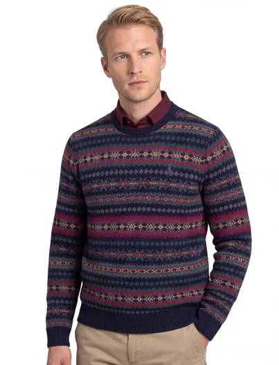 Polo Ralph Lauren trui Polo Ralph Lauren rood navy geprint ronde hals