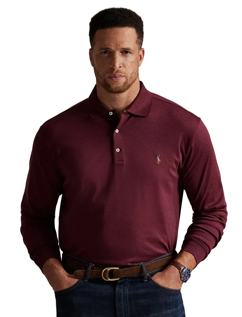Polo Ralph Lauren polo met lange mouwen Big & Tall bordeaux