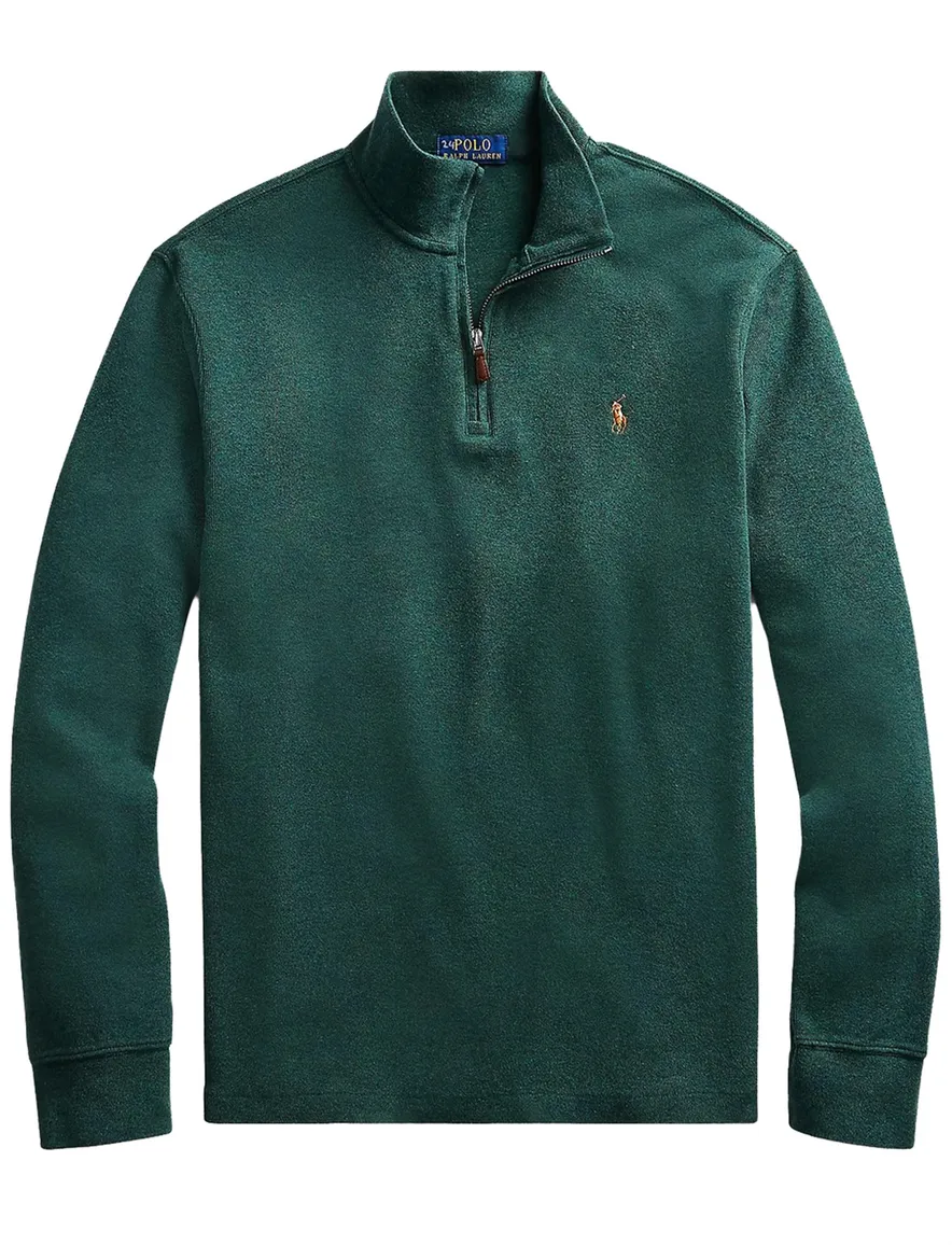 Polo Ralph Lauren big en tall trui half zip effen groen rib