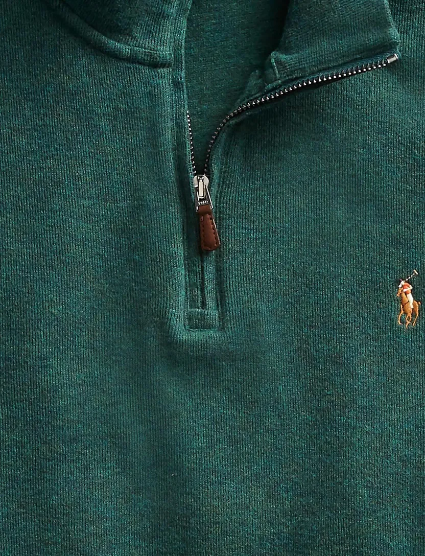 Polo Ralph Lauren big en tall half zip trui groen effen rib