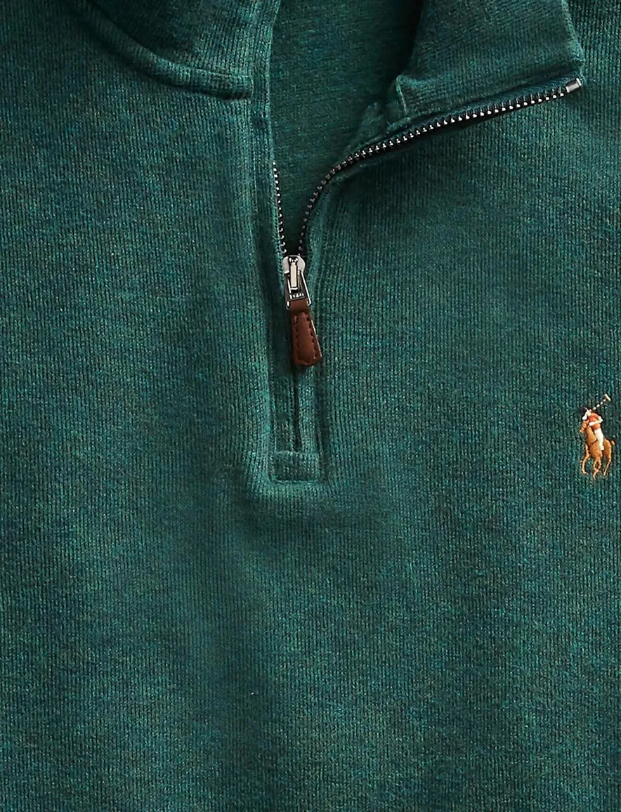 Polo Ralph Lauren big en tall trui half zip effen groen rib