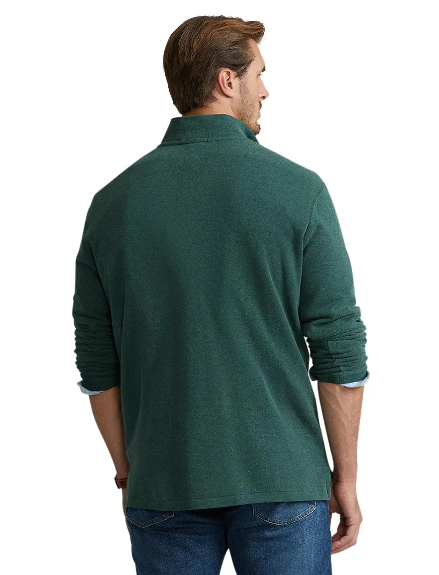 Polo Ralph Lauren big en tall trui half zip effen groen rib