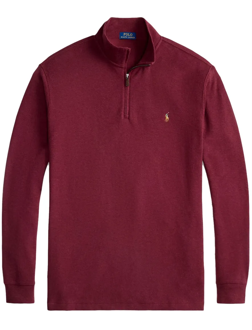 Polo Ralph Lauren big en tall trui bordeaux rib half zip