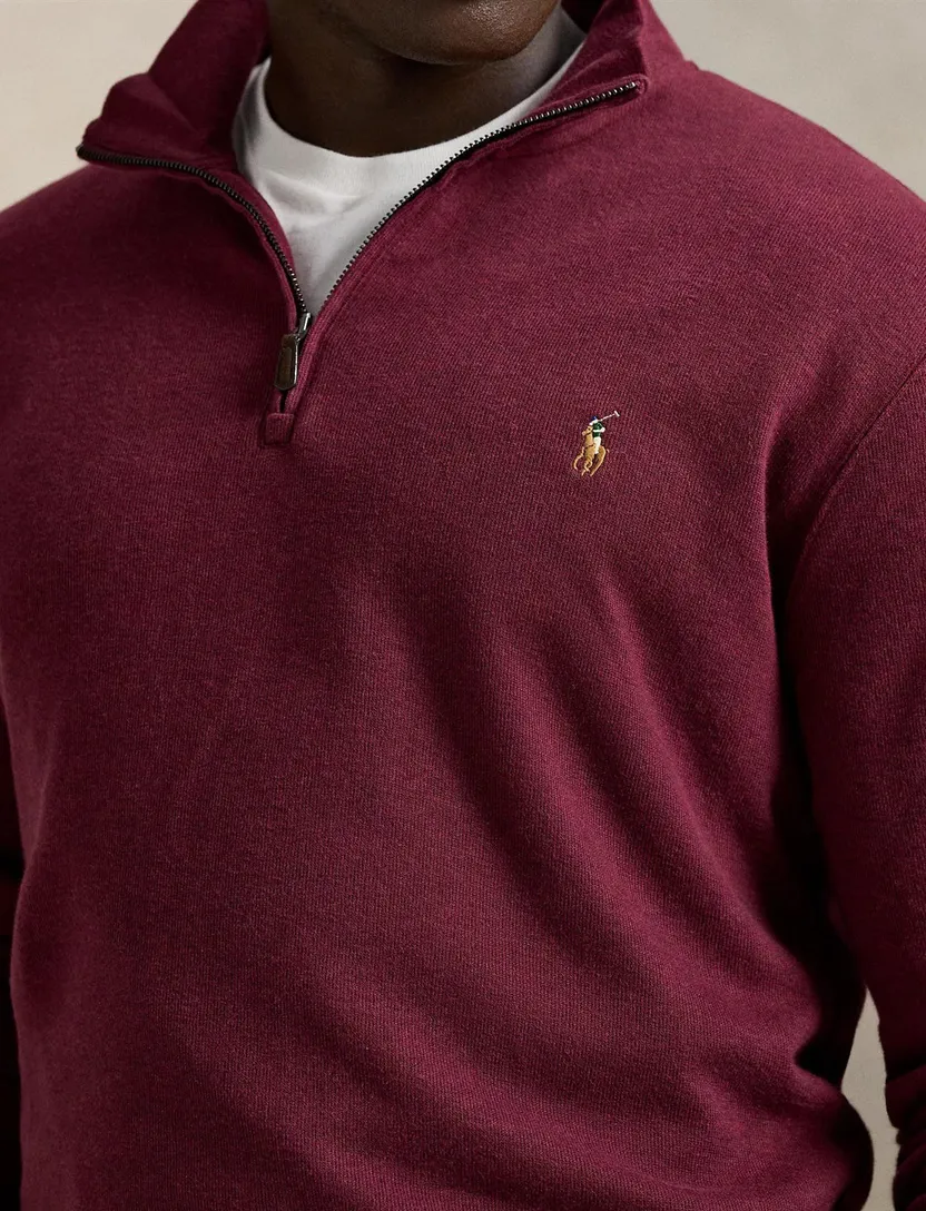 Polo Ralph Lauren big en tall bordeaux trui rib half zip