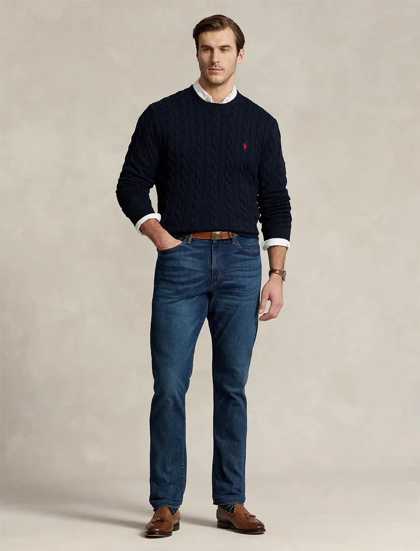 Polo Ralph Lauren kabeltrui donkerblauw Big & Tall