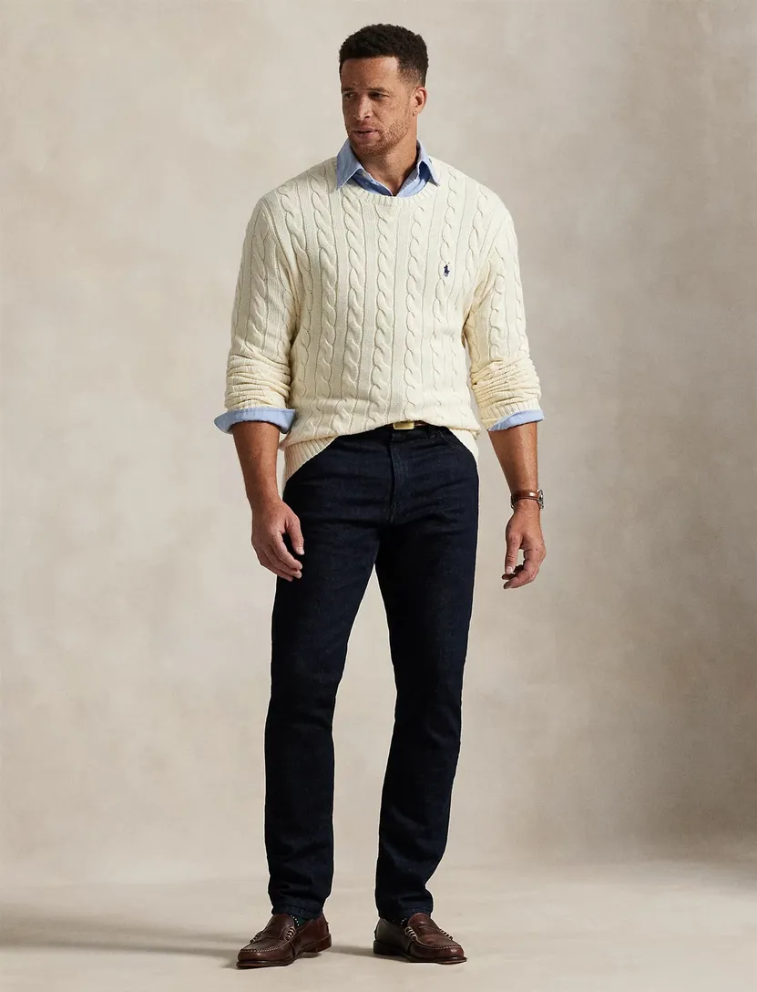 Polo Ralph Lauren kabeltrui creme Big & Tall