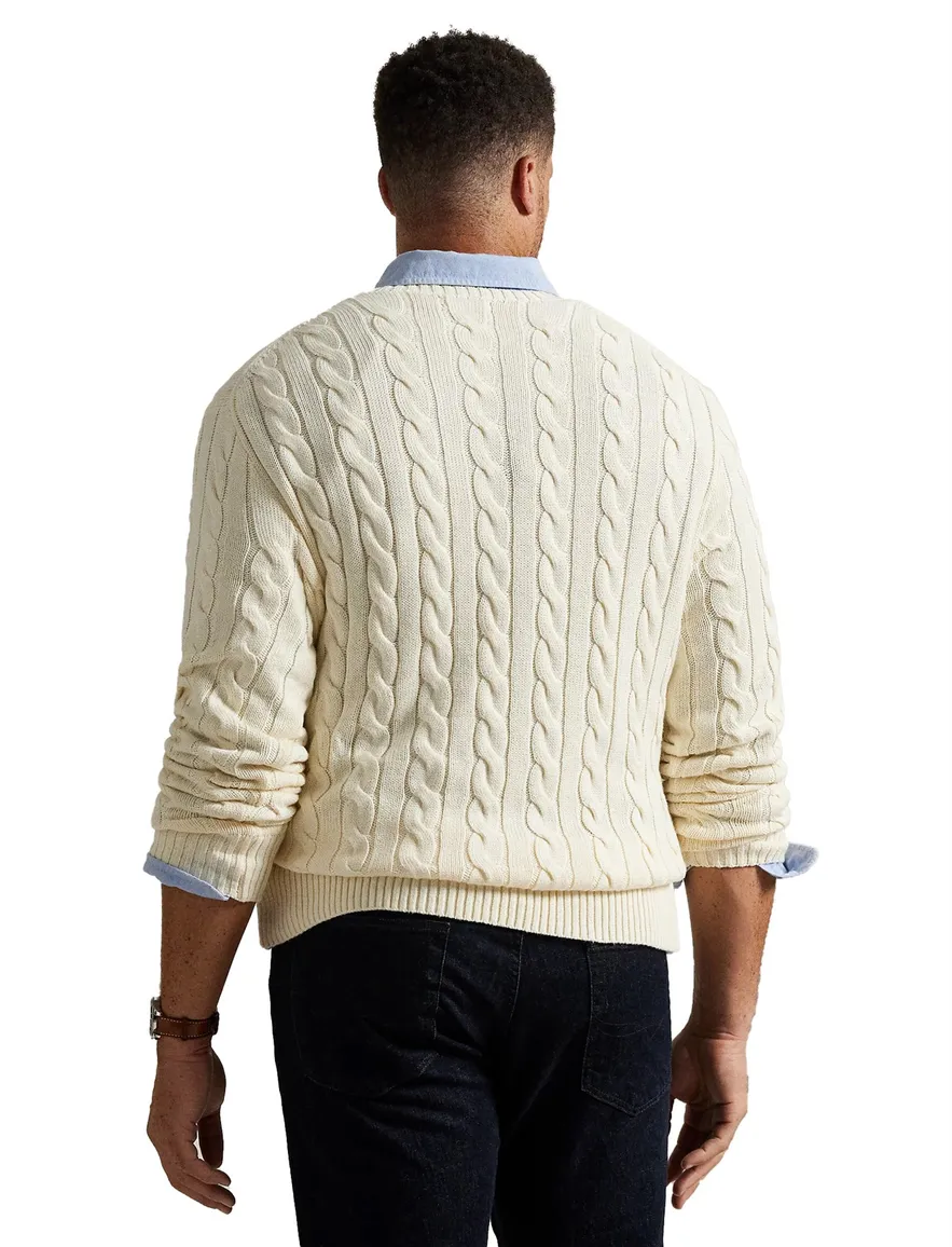 Polo Ralph Lauren kabeltrui creme Big & Tall