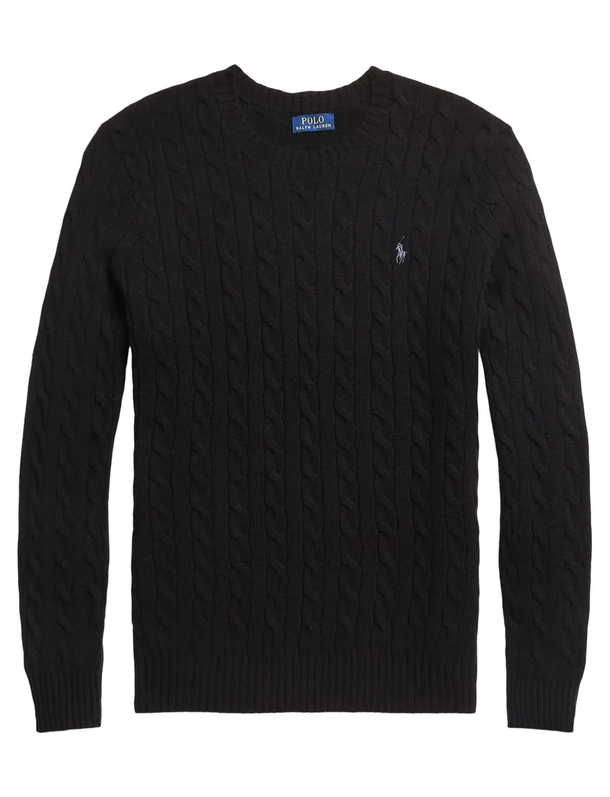 Polo Ralph Lauren kabeltrui kasjmier zwart big & tall
