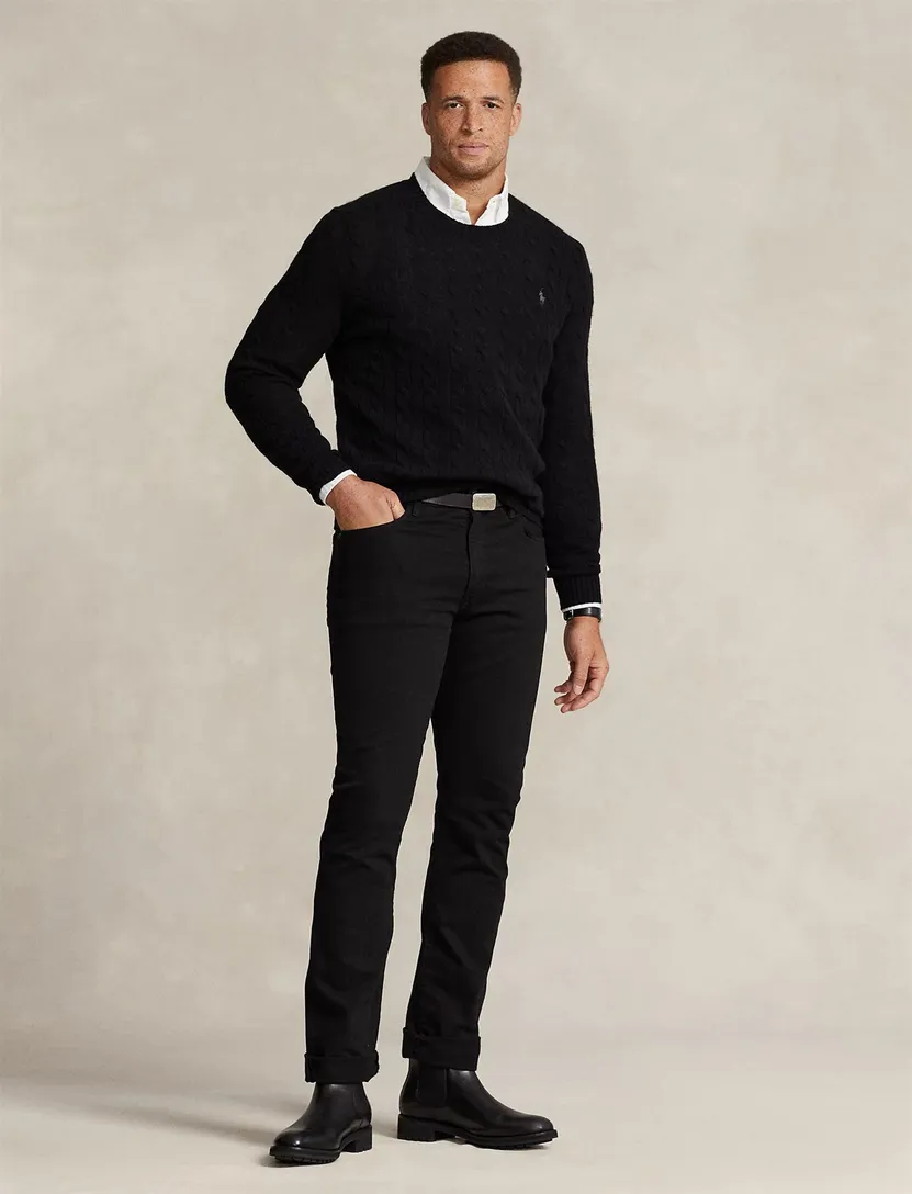 Polo Ralph Lauren kabeltrui kasjmier zwart big & tall