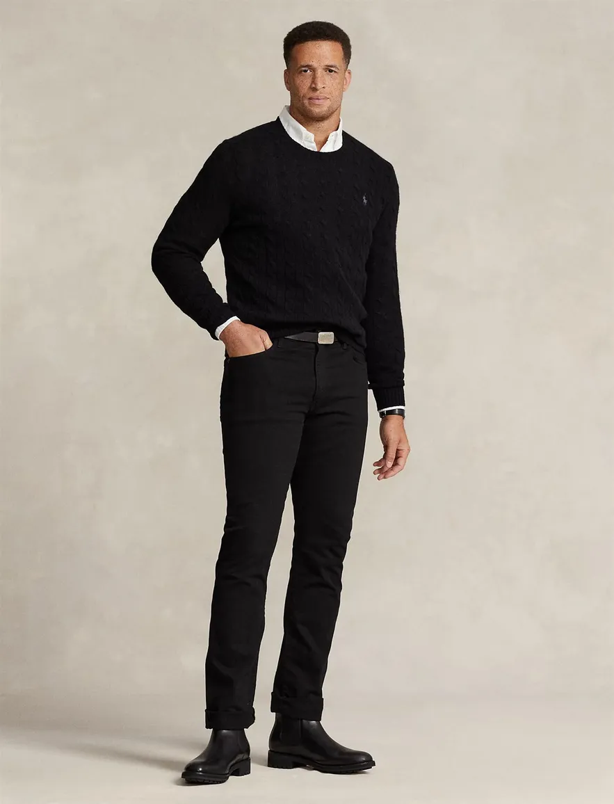 Polo Ralph Lauren kabeltrui kasjmier zwart big & tall