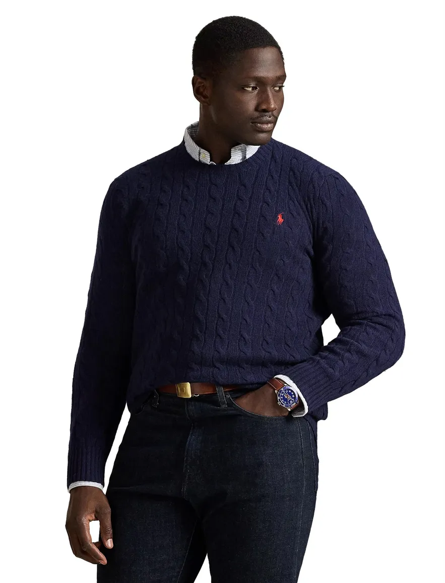 Polo Ralph Lauren kabeltrui kasjmier navy big & tall