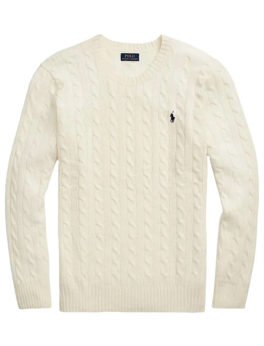Polo Ralph Lauren kabeltrui kasjmier creme big & tall