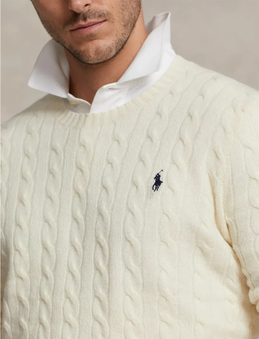Polo Ralph Lauren kabeltrui kasjmier creme big & tall