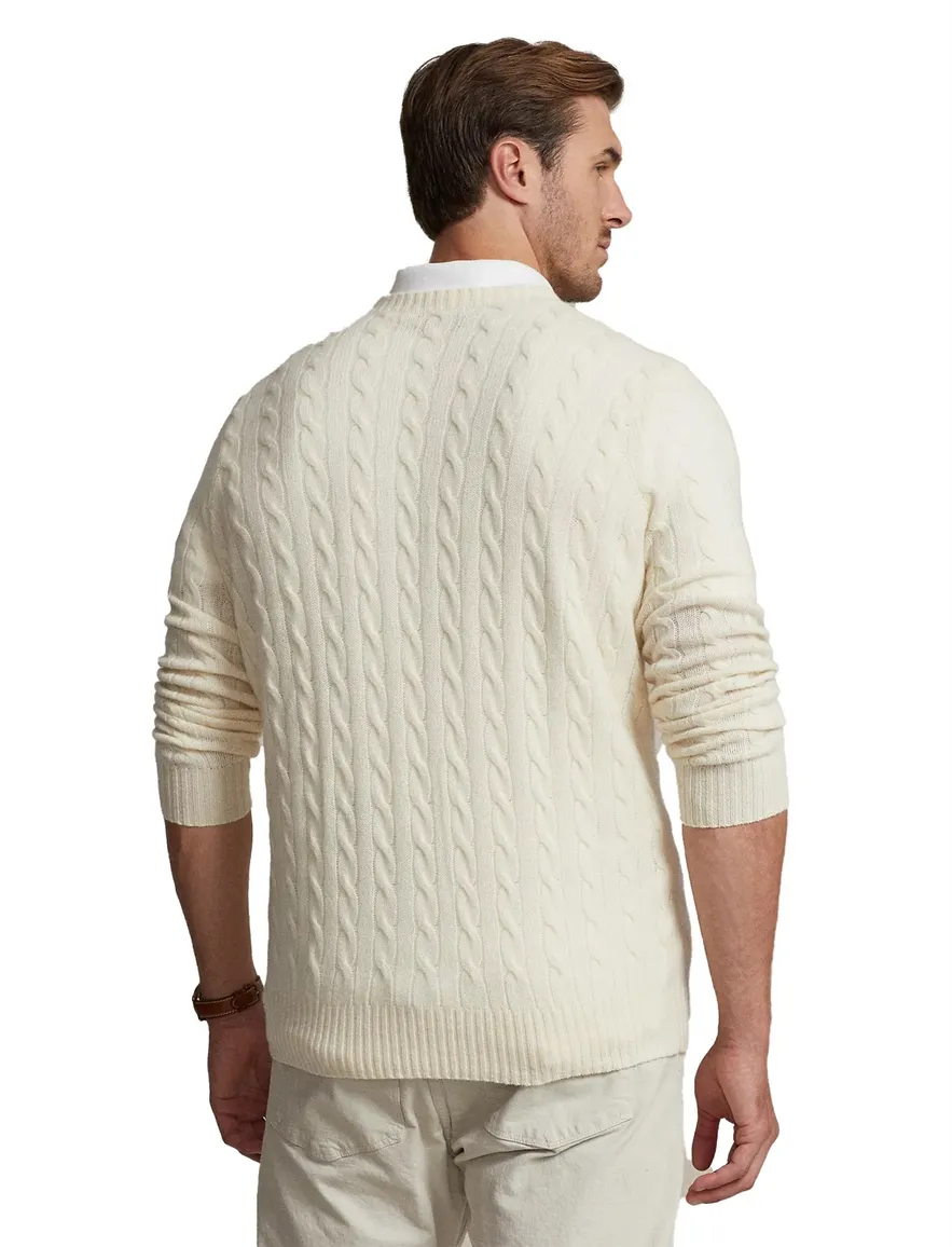 Polo Ralph Lauren kabeltrui kasjmier creme big & tall