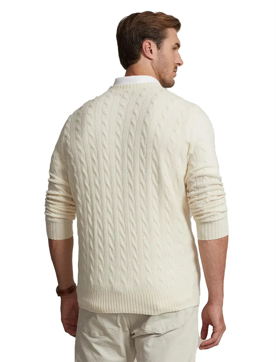 Polo Ralph Lauren kabeltrui kasjmier creme big & tall