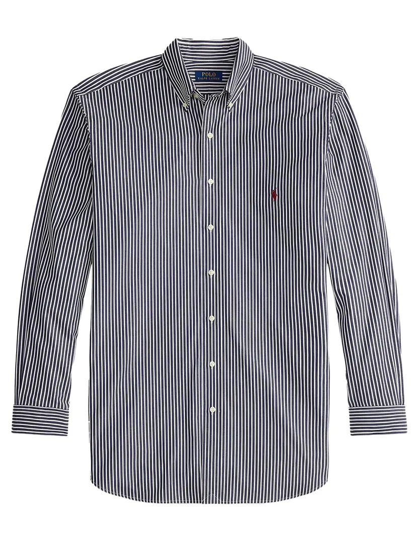 Polo Ralph Lauren big en tall overhemd donkerblauw strepen katoen