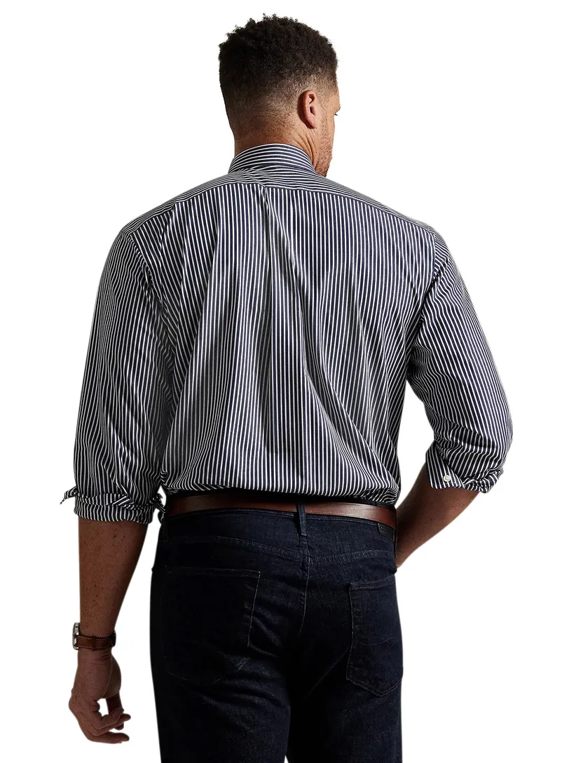 Polo Ralph Lauren big en tall overhemd donkerblauw strepen katoen
