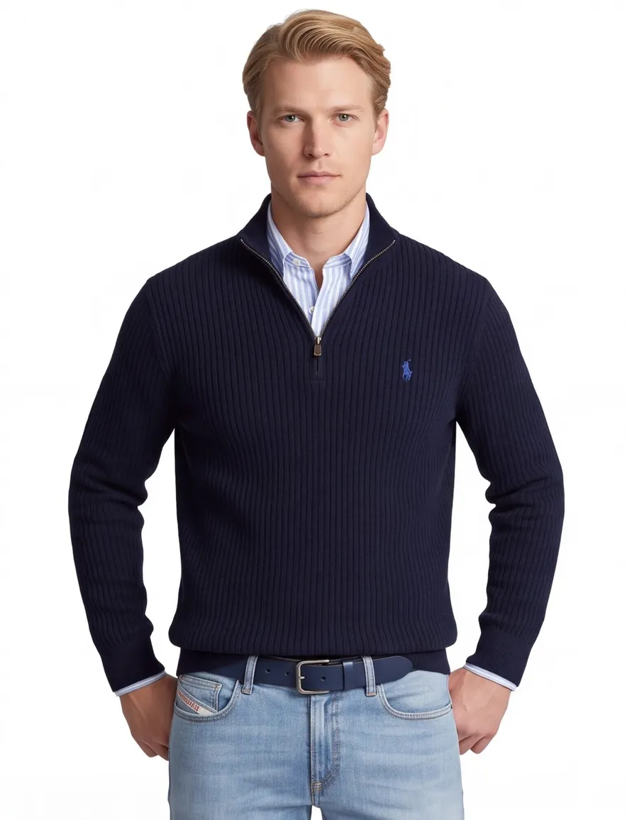 Katoenen navy Polo Ralph Lauren Heather trui Big & Tall