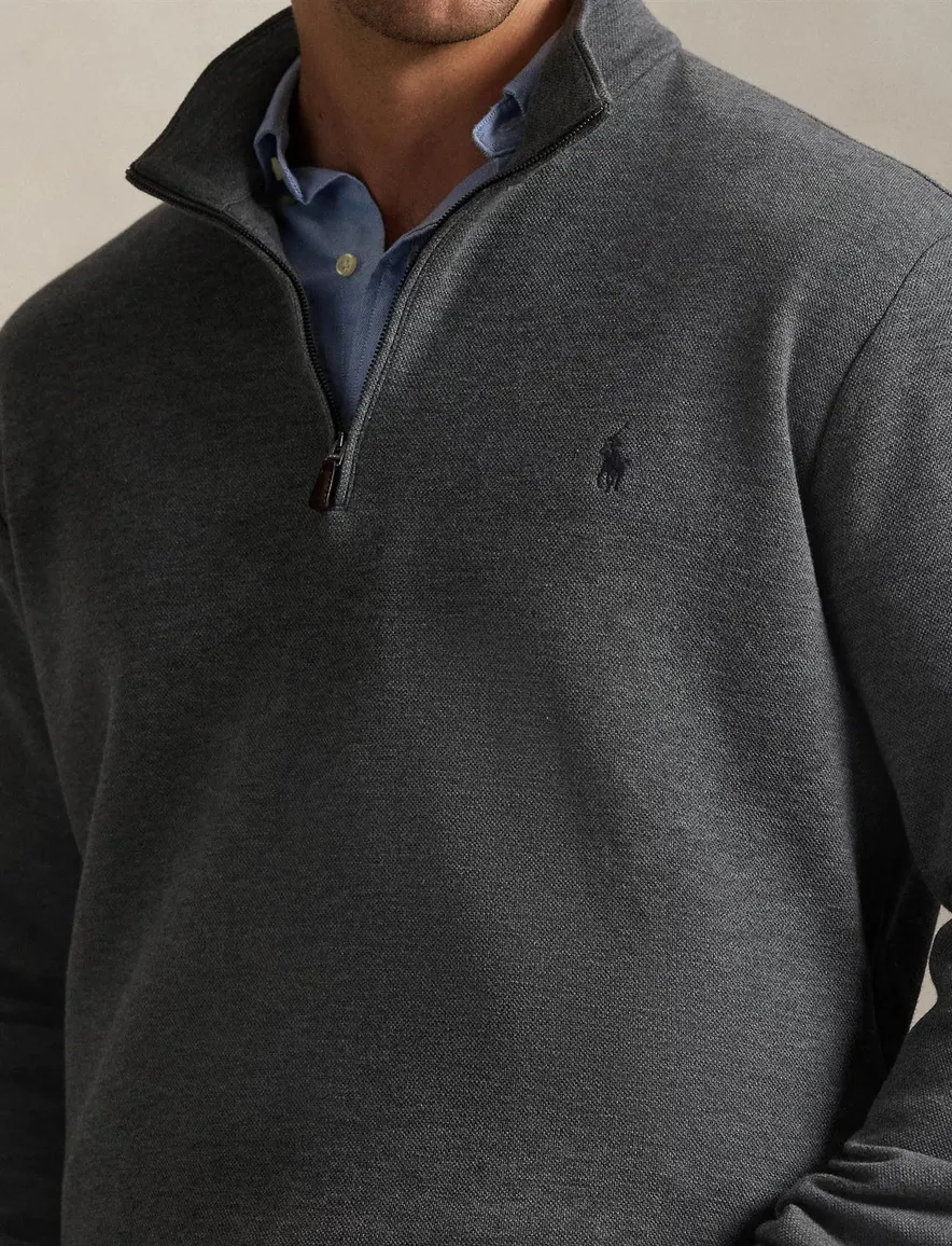 Polo Ralph Lauren knit mesh half zip trui grijs