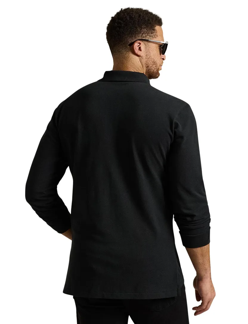 Polo Ralph Lauren big en tall poloshirt zwart effen katoen